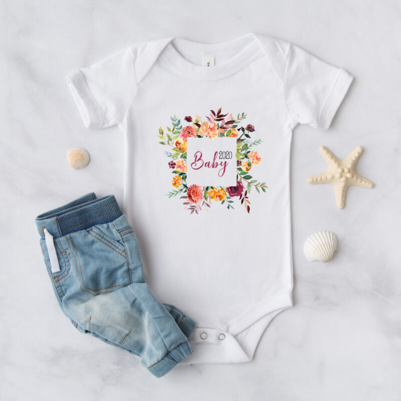Baby Body "Baby 2020" mit Blumen – Bild 4