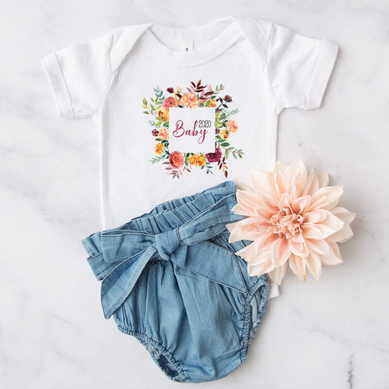 Baby Body "Baby 2020" mit Blumen – Bild 3