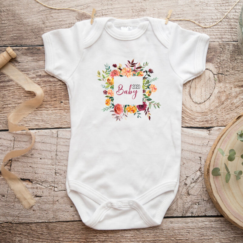 Baby Body "Baby 2020" mit Blumen – Bild 2