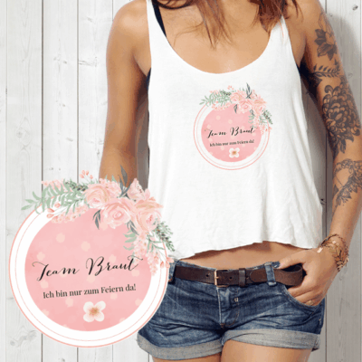 Bügelbild 14x14 cm Team Braut