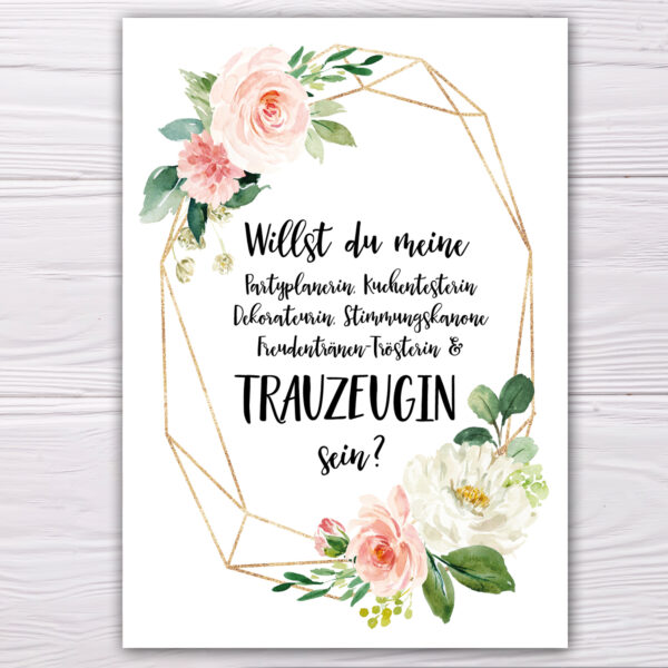 Postkarte weiß modern für Brautjungfer oder Trauzeugin