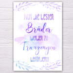 Postkarte Bruder Trauzeuge blau/lila