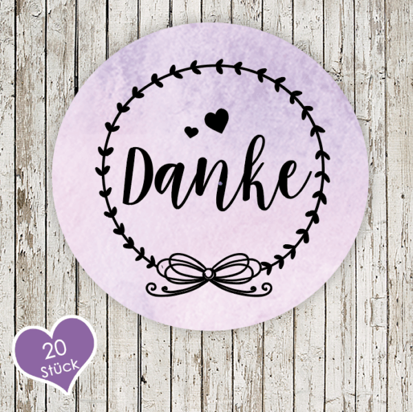 Aufkleber "Danke" rund in lila