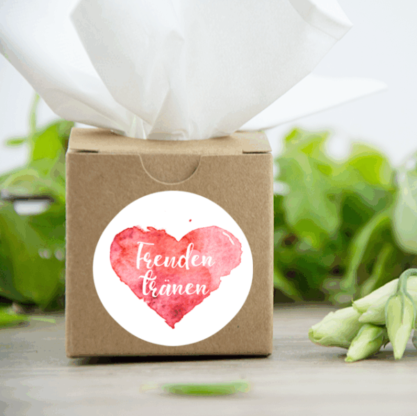 Taschentuchboxen für deine Freudentränen inklusive Aufkleber
