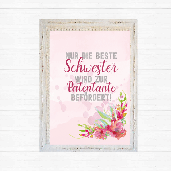 Postkarte Schwester Patentante rosarot – Bild 2