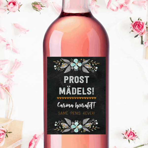 Flaschenetikett "Prost Mädels!"