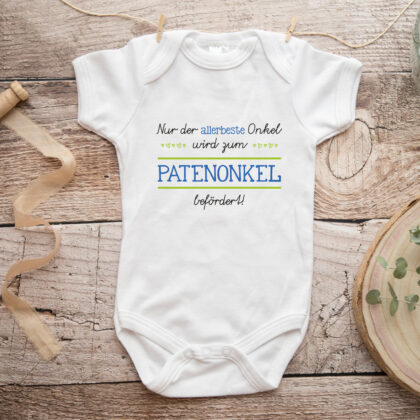 Baby Body "Zum Patenonkel befördert" grün/blau