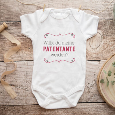 Baby Body "Willst du meine Patentante werden?" dunkelrosa