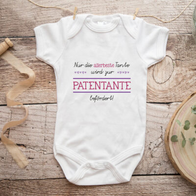 Baby Body "Zur Patentante befördert" violett/pink