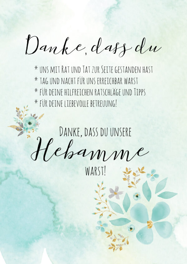 Postkarte Danke Hebamme – Bild 2
