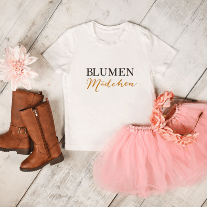 T-Shirt "Blumenmädchen" in gold aus 100% Baumwolle