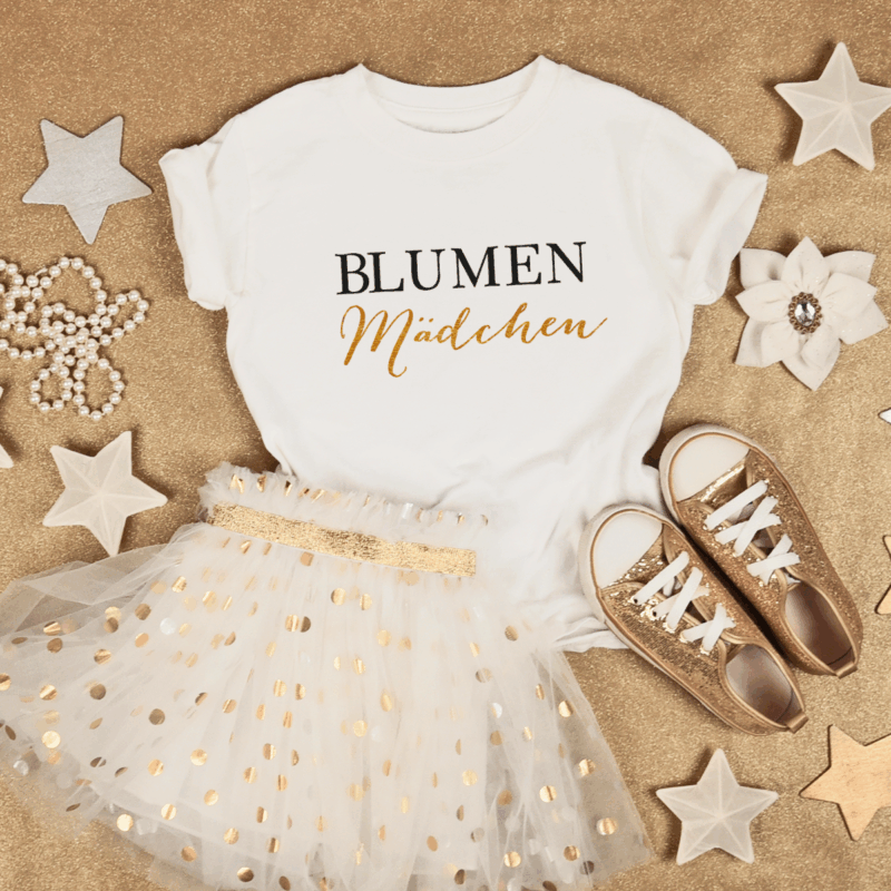 T-Shirt "Blumenmädchen" in gold aus 100% Baumwolle – Bild 3