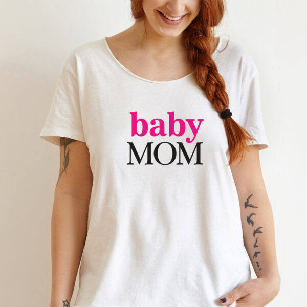 Damen T-Shirt "Baby Mom" aus 100% Baumwolle