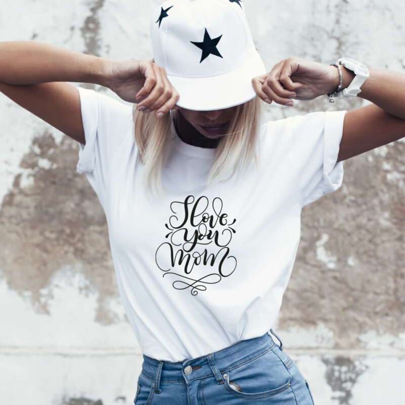 Damen T-Shirt "I love you mom" aus 100% Baumwolle