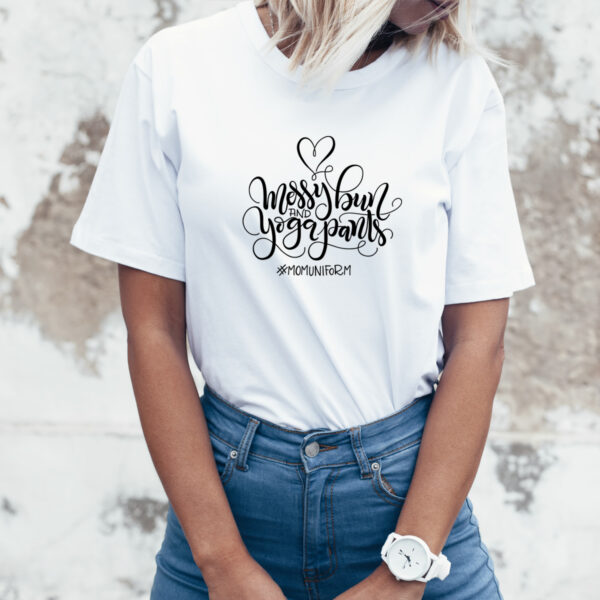 Damen T-Shirt "Messybun and yogapants" aus 100% Baumwolle – Bild 2
