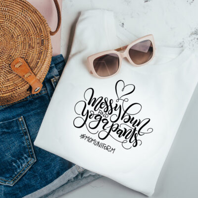 Damen T-Shirt "Messybun and yogapants" aus 100% Baumwolle