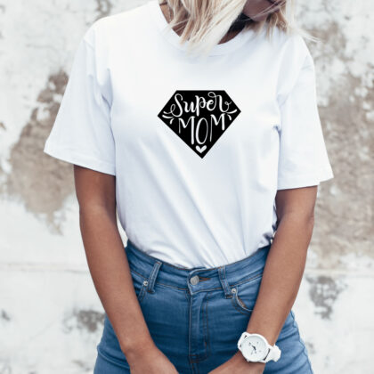 Damen T-Shirt "Super Mom" aus 100% Baumwolle