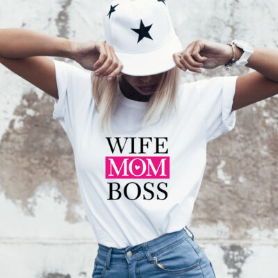 Damen T-Shirt "Wife Mom Boss" aus 100% Baumwolle