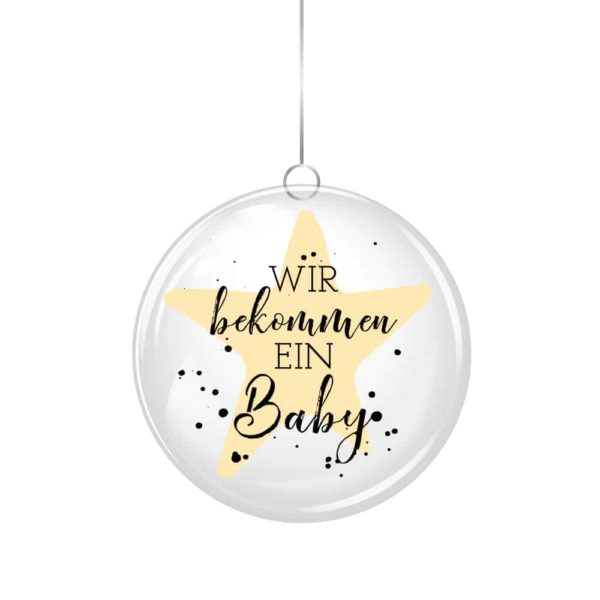 Weihnachtskugel "Wir bekommen ein Baby" mit Entbindungstermin pastellgelb – Bild 6