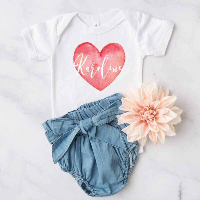 Baby Body Name in rotem Herz – Bild 3