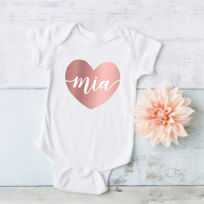 Baby Body Name in rosegoldenen Herz