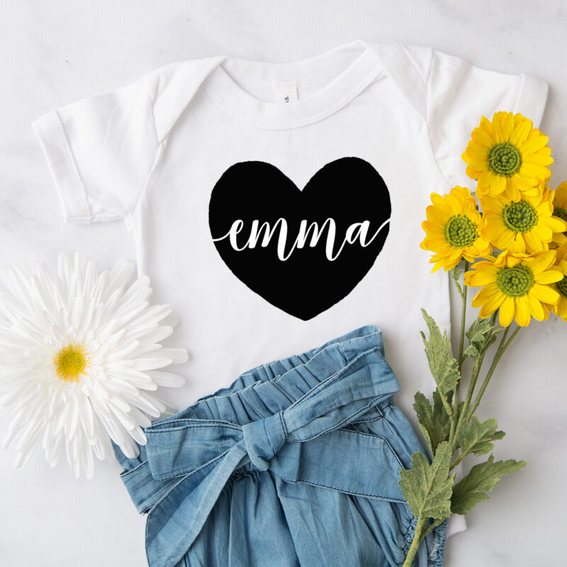 Baby Body Name in schwarzen Herz – Bild 5