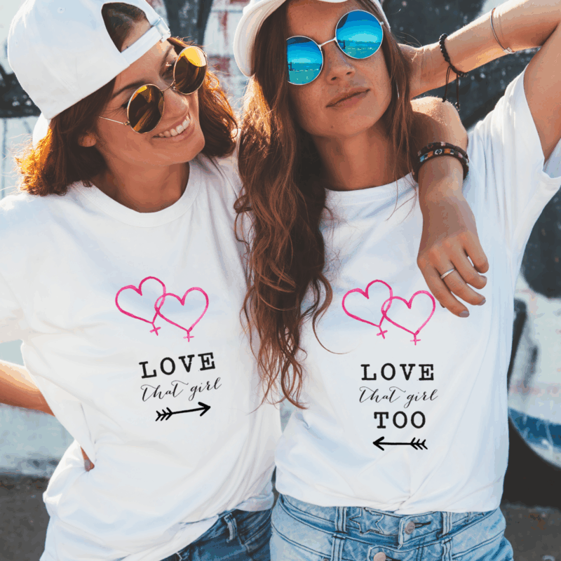 Paar T-Shirts "Love that girl & Love that girl too" – Bild 4