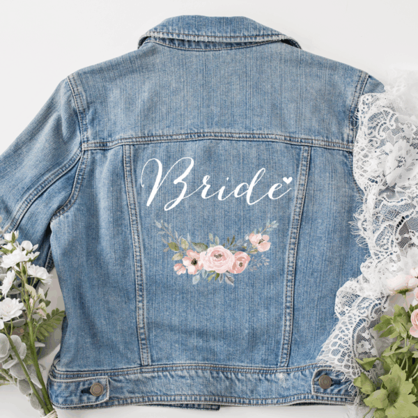 Jeansjacke "Bride" mit Blumenkranz