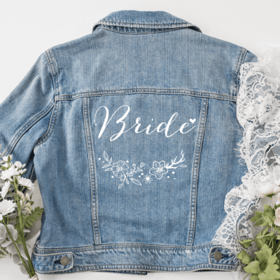 Jeansjacke "Bride" mit Blumenkranz