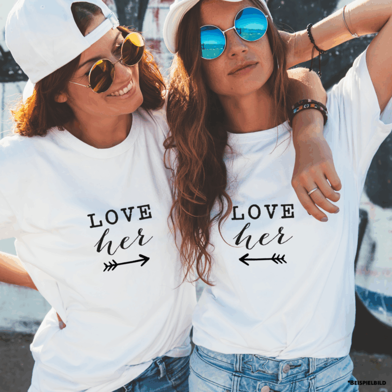 Paar T-Shirts "Love her & Love her" – Bild 4