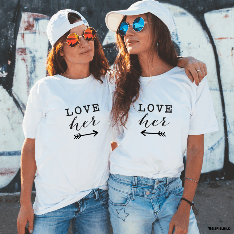 Paar T-Shirts "Love her & Love her" – Bild 3