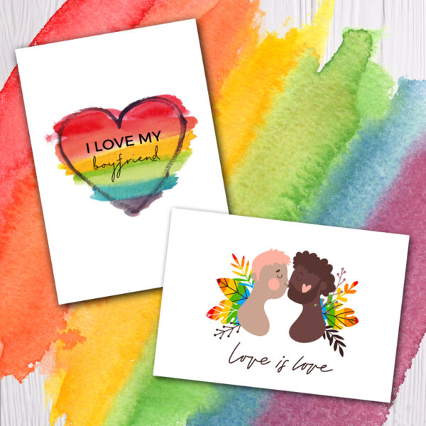 Postkartenset "Love is Love" für gleichgeschlechtliche Paare