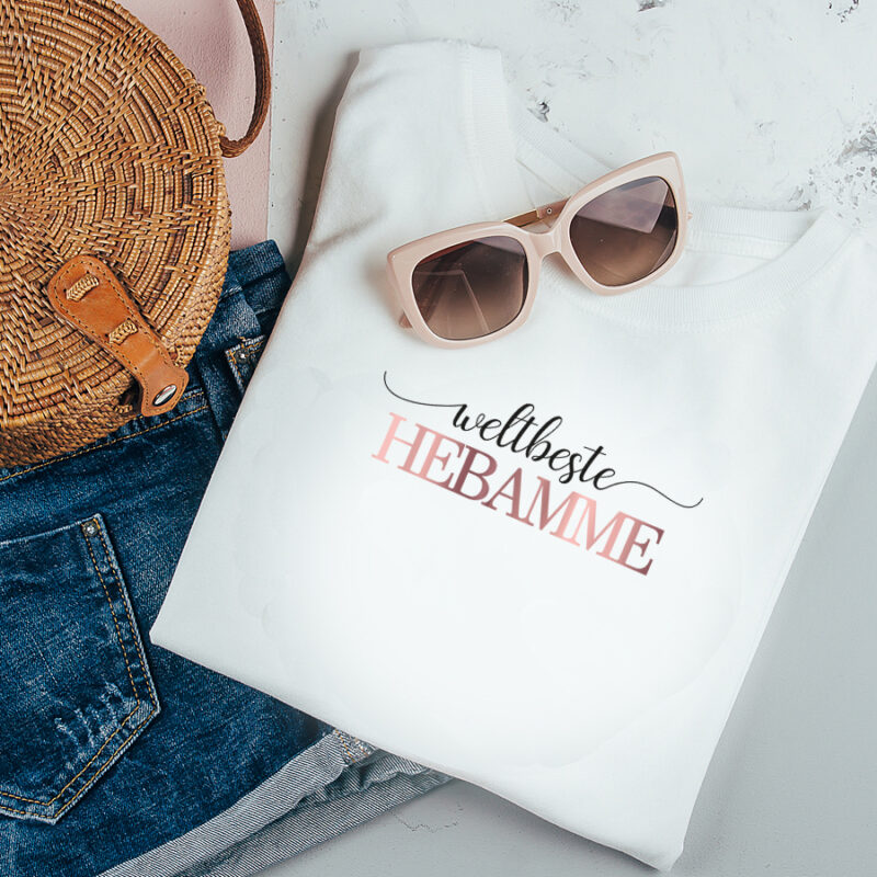 Weltbeste Hebamme T-Shirt weiß aus 100% Baumwolle – Bild 4