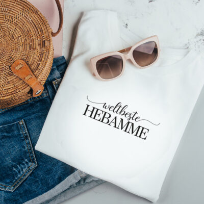 Weltbeste Hebamme T-Shirt weiß aus 100% Baumwolle