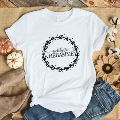 Weltbeste Hebamme Kreis T-Shirt weiß aus 100% Baumwolle