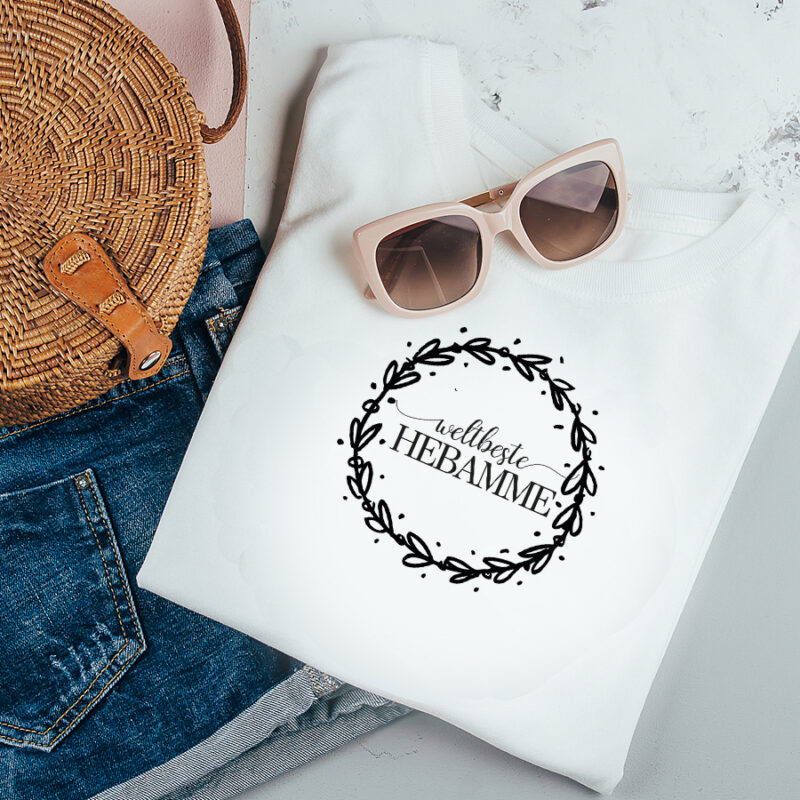 Weltbeste Hebamme Kreis T-Shirt weiß aus 100% Baumwolle – Bild 2
