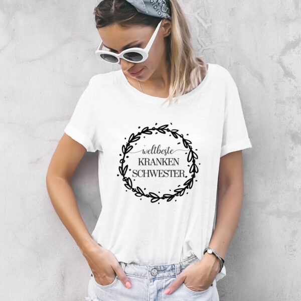 Damen T-Shirt "Weltbeste Krankenschwester" weiß aus 100% Baumwolle – Bild 2