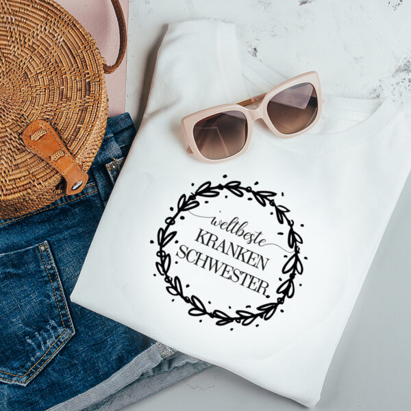Damen T-Shirt "Weltbeste Krankenschwester" weiß aus 100% Baumwolle – Bild 3