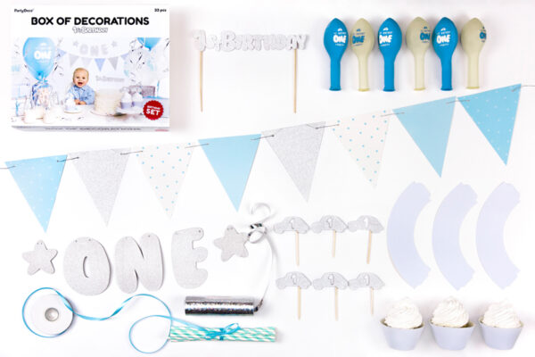 1. Geburtstags Deko Set blau/silber – Bild 2
