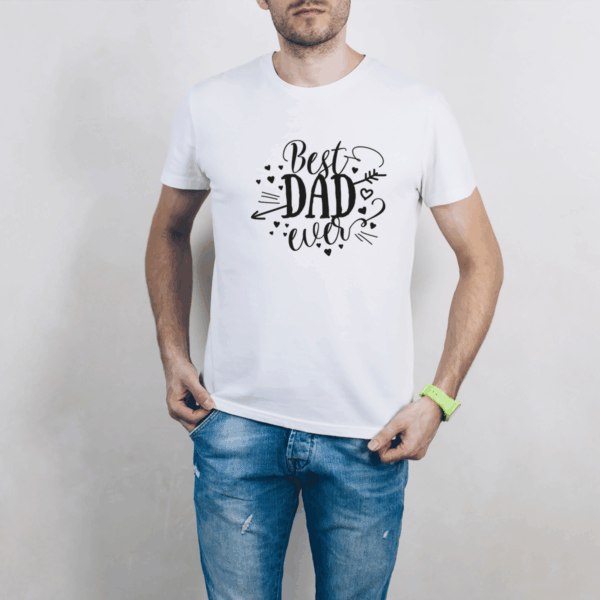 Herren T-Shirt "Best DAD ever" weiß aus 100% Baumwolle – Bild 3