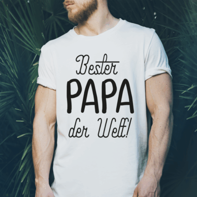 Herren T-Shirt "Bester PAPA der Welt" weiß aus 100% Baumwolle