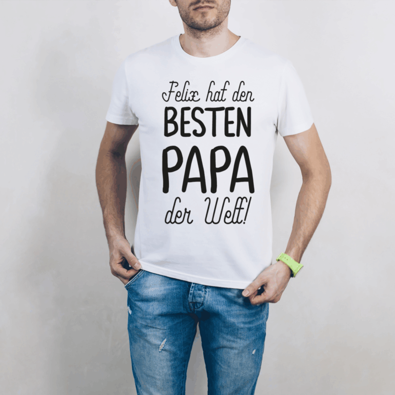 Herren T-Shirt "NAME hat den besten Papa der Welt" weiß aus 100% Baumwolle – Bild 3