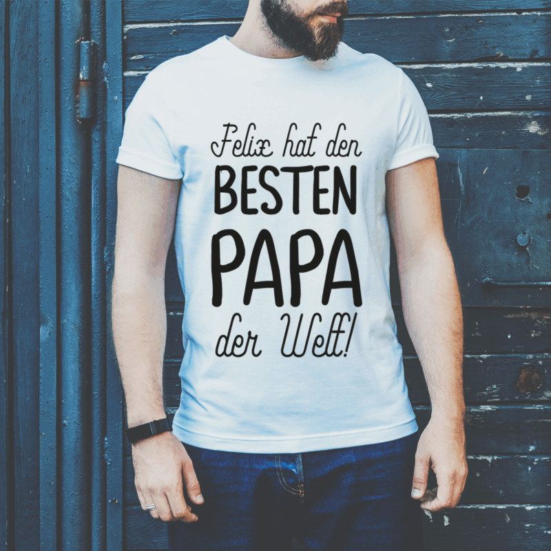 Herren T-Shirt "NAME hat den besten Papa der Welt" weiß aus 100% Baumwolle – Bild 2