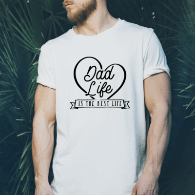 Herren T-Shirt "Dad life is the best life" weiß aus 100% Baumwolle