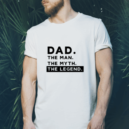 Herren T-Shirt "DAD. The man. The myth. The legend." weiß aus 100% Baumwolle