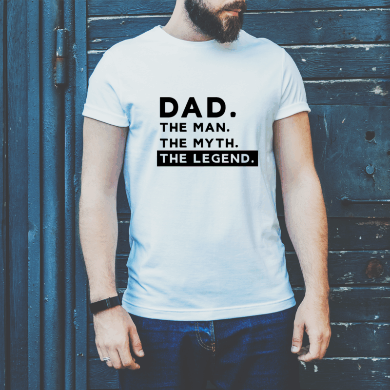 Herren T-Shirt "DAD. The man. The myth. The legend." weiß aus 100% Baumwolle – Bild 2