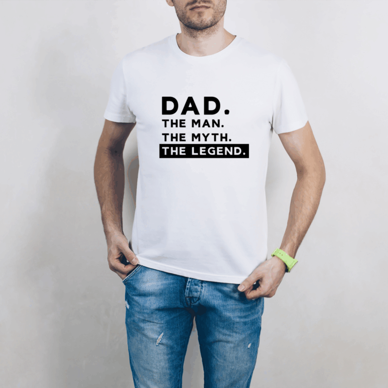 Herren T-Shirt "DAD. The man. The myth. The legend." weiß aus 100% Baumwolle – Bild 3
