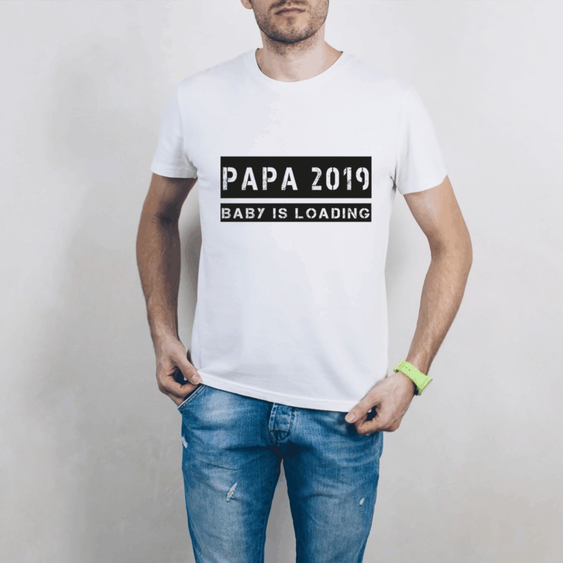 Herren T-Shirt "Papa 2021 - Baby is loading." weiß aus 100% Baumwolle – Bild 3