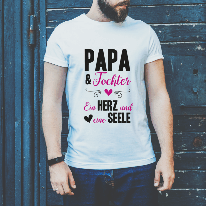 Herren T-Shirt "Papa & Tochter. Ein Herz und eine Seele." weiß aus 100% Baumwolle – Bild 2