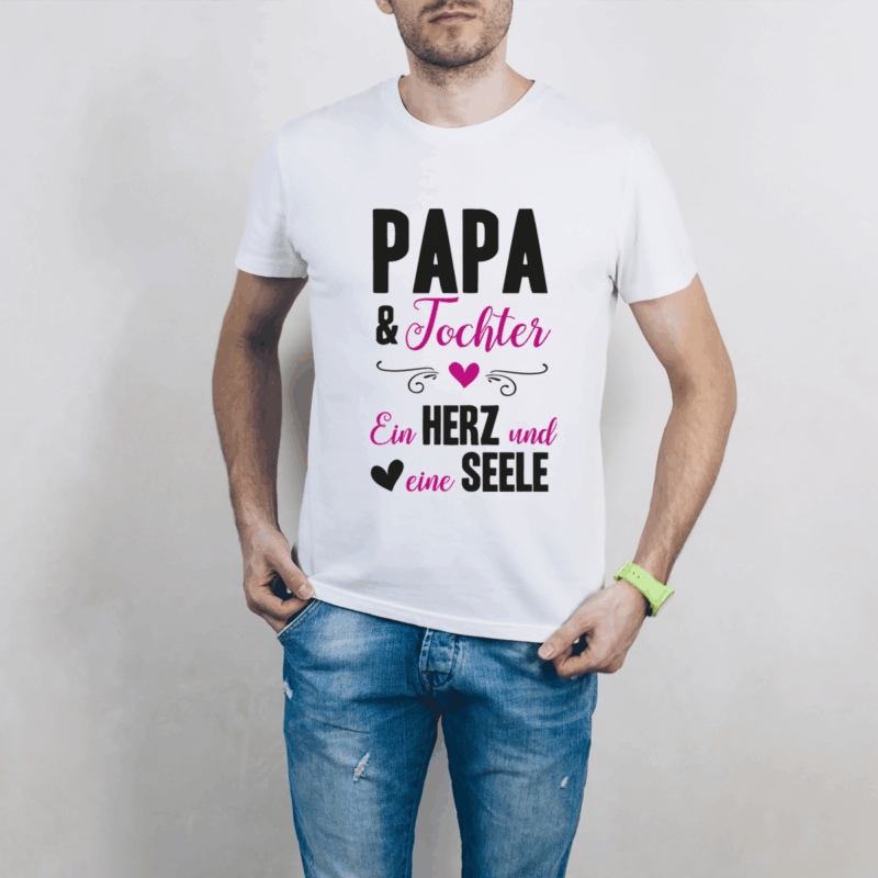 Herren T-Shirt "Papa & Tochter. Ein Herz und eine Seele." weiß aus 100% Baumwolle – Bild 3